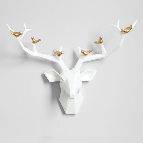 Résine 3d grande tête de cerf décor à la maison pour mur statue décoration accessoires Sculpture abstraite moderne Animal tête chambre décoration murale